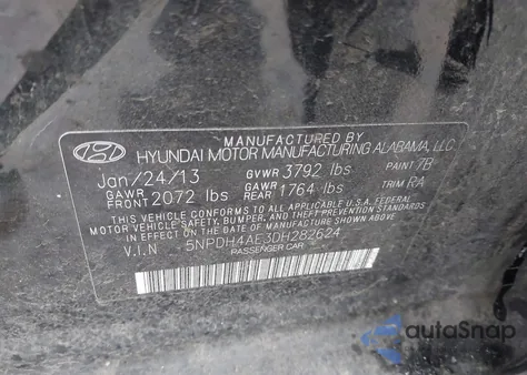 2013 Hyundai Elantra Gls z USA, uszkodzony, nr VIN 5NPDH4AE3DH282624